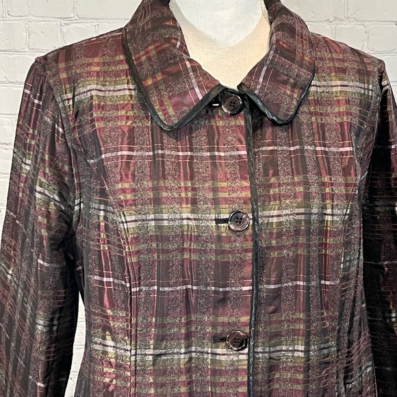 CHICO'S Jacket Reversible Plaid/Gray-Large - Picture 5 of 7